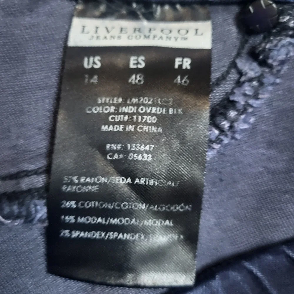 Liver Pool‎ Women's Jeans Elastic Waist Leggings, Navy Blue, Size 14/32